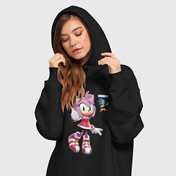 Женское худи-платье Sonic Amy Rose Video game, цвет: черный — фото 2