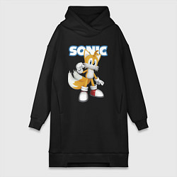 Женское худи-платье Майлз Тейлз Прауэр Sonic Видеоигра, цвет: черный