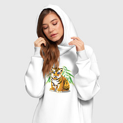 Женское худи-платье Прикольный тигрёнок Cutie, цвет: белый — фото 2