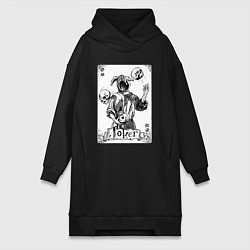 Женское худи-платье Joker Skull Card, цвет: черный
