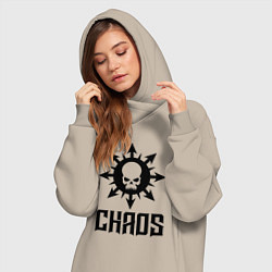 Женское худи-платье Эмблема Хаоса с черепом, цвет: миндальный — фото 2