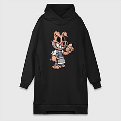Женское худи-платье Мясник кабан Pig Dude, цвет: черный