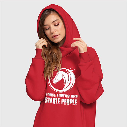 Женская толстовка-платье Любители лошадей стойкие люди / Красный – фото 3