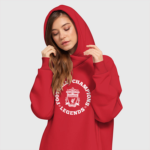 Женская толстовка-платье Символ Liverpool и надпись Football Legends and Ch / Красный – фото 3