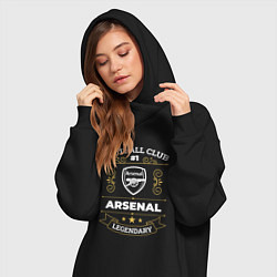 Женское худи-платье Arsenal: Football Club Number 1, цвет: черный — фото 2