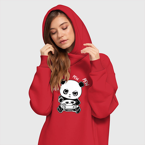 Женская толстовка-платье Панда геймер / Красный – фото 3