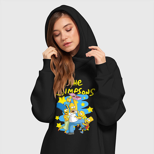 Женская толстовка-платье The SimpsonsСемейка Симпсонов / Черный – фото 3