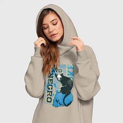 Женское худи-платье Футболка с изображением черепа кошки, цвет: миндальный — фото 2