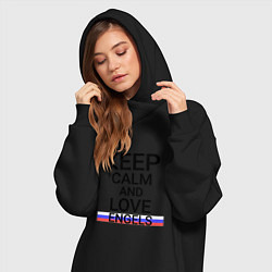 Женское худи-платье Keep calm Engels Энгельс, цвет: черный — фото 2