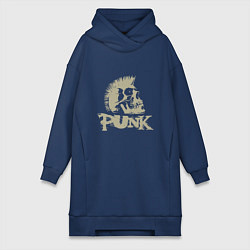 Женское худи-платье Punk Skull, цвет: тёмно-синий