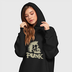 Женское худи-платье Punk Skull, цвет: черный — фото 2