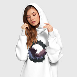 Женское худи-платье Медведь воет на луну, цвет: белый — фото 2