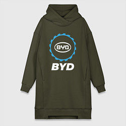 Женское худи-платье BYD в стиле Top Gear, цвет: хаки