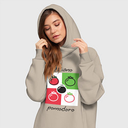 Женское худи-платье Italiano Pomodoro, любовь к Италии, пицце и томата, цвет: миндальный — фото 2