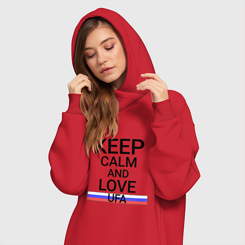 Женская толстовка-платье Keep calm Ufa Уфа / Красный – фото 3