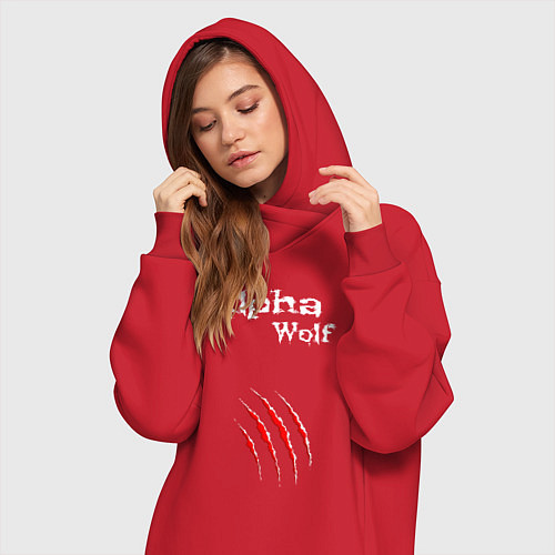 Женская толстовка-платье Alpha Wolf Альфа Волк / Красный – фото 3