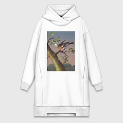 Женское худи-платье Sneeuwgors Арктический воробей, цвет: белый