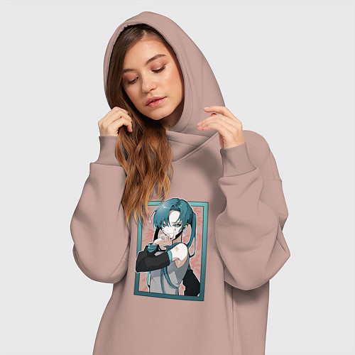 Женская толстовка-платье Hatsune Miku Drain / Пыльно-розовый – фото 3