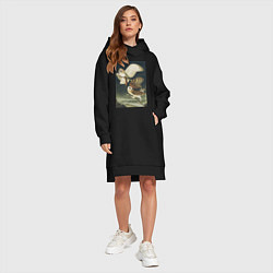 Женское худи-платье Barn Owl Сова, цвет: черный — фото 2