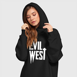 Женское худи-платье Evil west logo, цвет: черный — фото 2