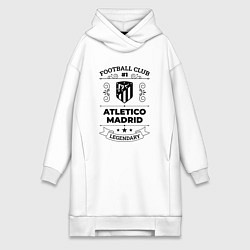 Женское худи-платье Atletico Madrid: Football Club Number 1 Legendary, цвет: белый