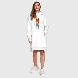 Женское худи-платье Лис-моряк с якорем, цвет: белый — фото 2
