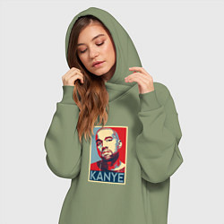 Женское худи-платье Kanye - Hip Hop, цвет: авокадо — фото 2