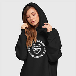 Женское худи-платье Символ Arsenal и надпись Football Legends and Cham, цвет: черный — фото 2