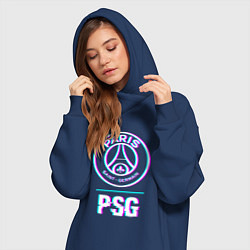 Женское худи-платье PSG FC в стиле Glitch, цвет: тёмно-синий — фото 2