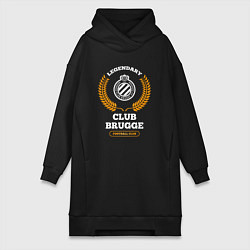 Женское худи-платье Лого Club Brugge и надпись Legendary Football Club, цвет: черный