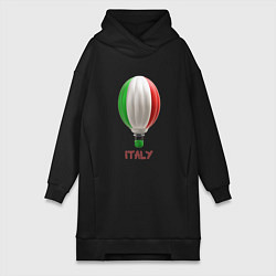 Женское худи-платье 3d aerostat Italy flag, цвет: черный