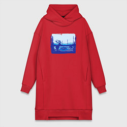 Женская толстовка-платье Лось на фоне города