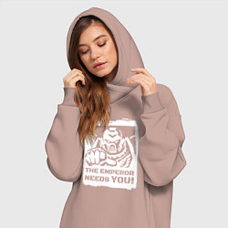 Женское худи-платье Император нуждается в тебе! Белый постер, цвет: пыльно-розовый — фото 2