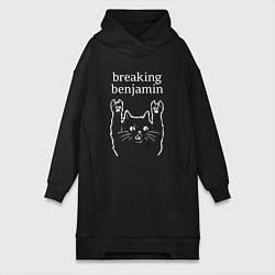 Женское худи-платье Breaking Benjamin Рок кот, цвет: черный