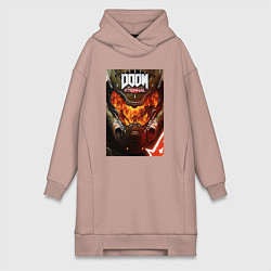 Женское худи-платье Doom eternal - poster, цвет: пыльно-розовый