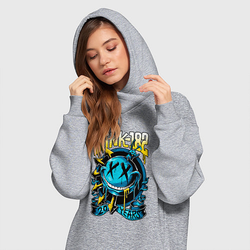 Женская толстовка-платье Blink 182 - 20 years / Меланж – фото 3