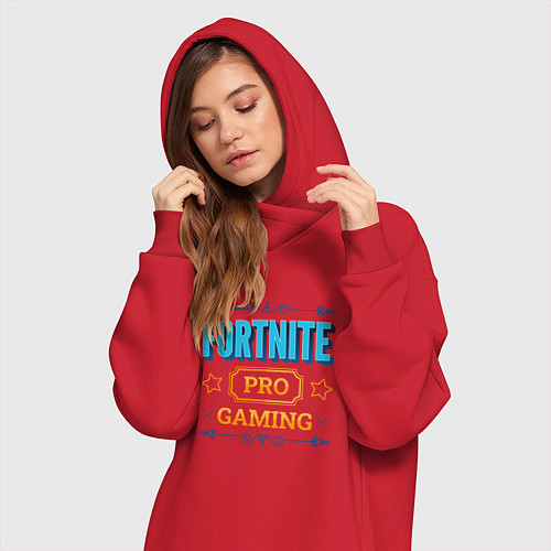 Женская толстовка-платье Игра Fortnite pro gaming / Красный – фото 3