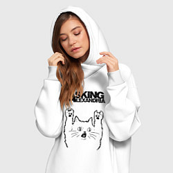 Женское худи-платье Asking Alexandria - rock cat, цвет: белый — фото 2