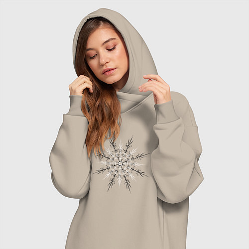 Женская толстовка-платье Шлем ужаса знак северных народов / Миндальный – фото 3