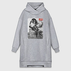 Женское худи-платье LIFE NEWS:monkeys, цвет: меланж