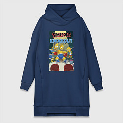 Женское худи-платье Гомер Симпсон на боксёрском ринге, цвет: тёмно-синий