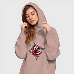 Женское худи-платье Бутон розы, цвет: пыльно-розовый — фото 2
