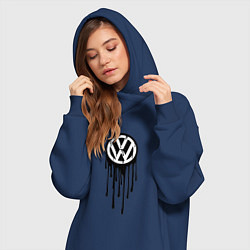 Женское худи-платье Volkswagen - art logo, цвет: тёмно-синий — фото 2