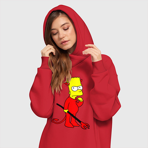 Женская толстовка-платье Bart Simpson - devil / Красный – фото 3