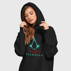 Женское худи-платье Assassins Creed Valhalla - logo, цвет: черный — фото 2