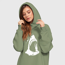 Женское худи-платье Огромная акулья пасть, цвет: авокадо — фото 2