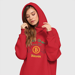 Женское худи-платье Loves His Bitcoin, цвет: красный — фото 2