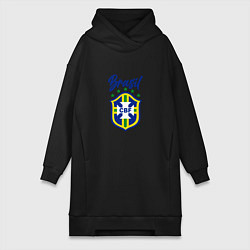 Женское худи-платье Brasil Football, цвет: черный