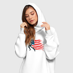 Женское худи-платье Американский футбол с флагом США, цвет: белый — фото 2