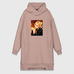 Женское худи-платье Hyunjin Stray Kids Circus, цвет: пыльно-розовый